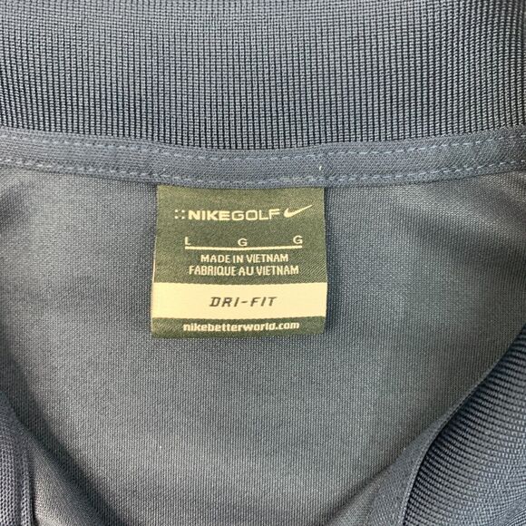 Nike Golf Polo Shirt Mens L Large Navy Blue Dri Fit Micro Pique Willmeng Logo - Picture 4 of 12